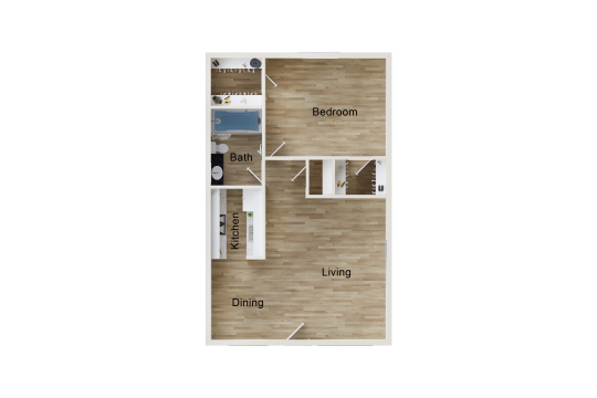 a floor plan of a two bedroom apartment at The Claridge Apartments