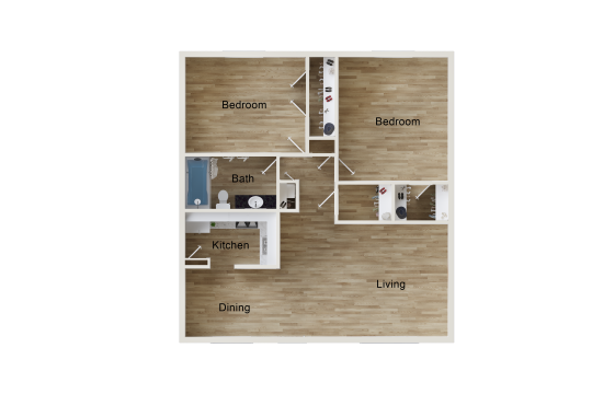 floor plan - 2 bedroom, 2 bath, 1,890 sq ft at The Claridge Apartments