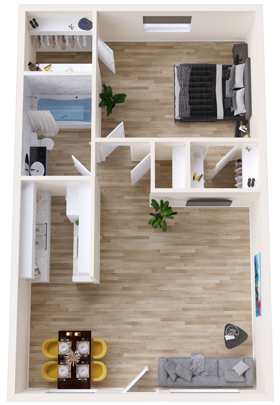 The Sage – One Bedroom One Bathroom - 3D Plan